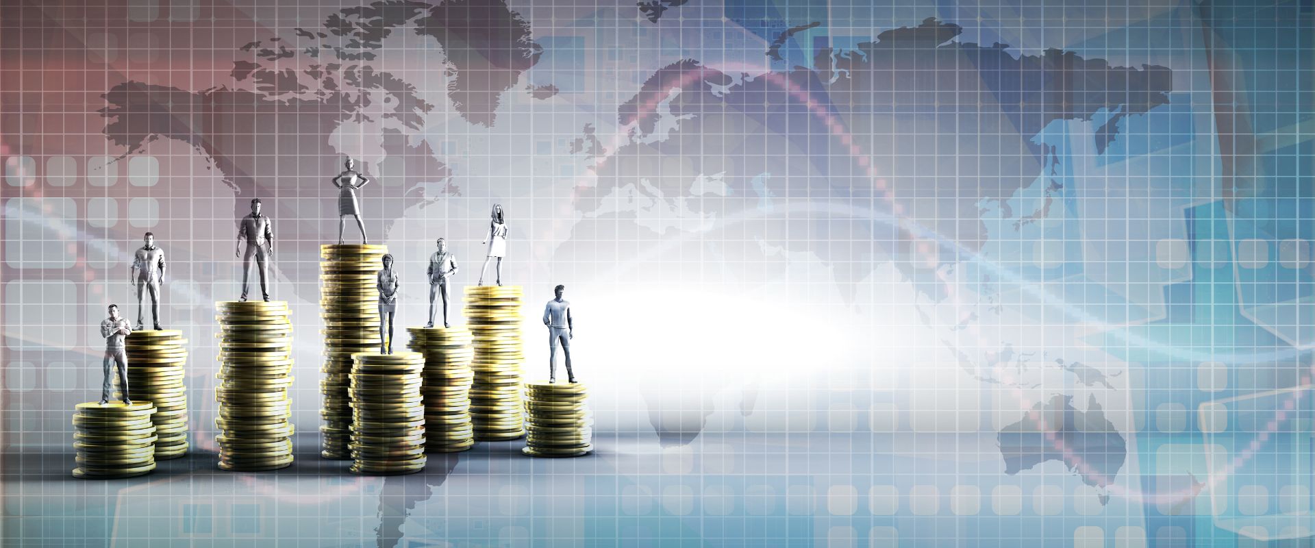 Croissance en bourse et immobilier illustrée par des piles de pièces Croissance en bourse et immobilier illustrée par des piles de pièces